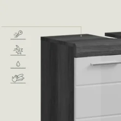 Hioshop Scout wastafel 2 deuren wit hoogglans- grijs