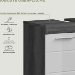 Hioshop Scout wastafel 2 deuren wit hoogglans- grijs