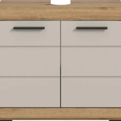Hioshop Scout wastafel 2 deuren kasjmier decor mat- eiken decor
