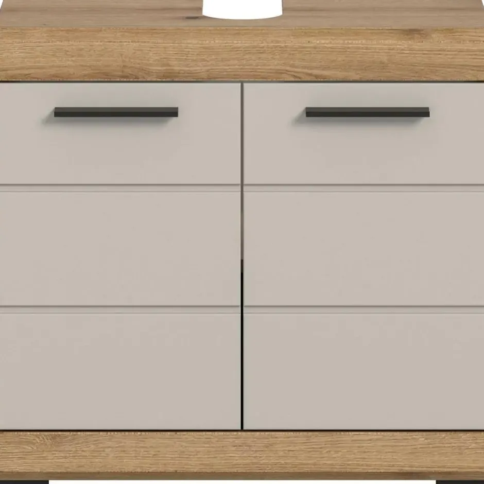 Hioshop Scout wastafel 2 deuren kasjmier decor mat- eiken decor