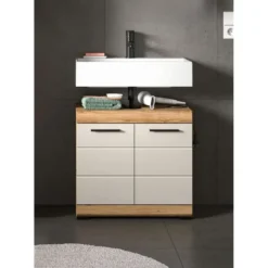 Hioshop Scout wastafel 2 deuren kasjmier decor mat- eiken decor