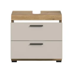 Hioshop Scout wastafel 2 lades kasjmier decor mat- eiken decor