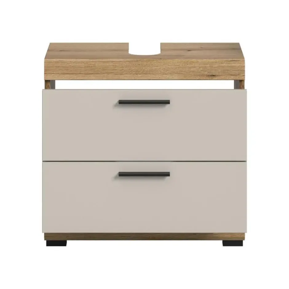 Hioshop Scout wastafel 2 lades kasjmier decor mat- eiken decor