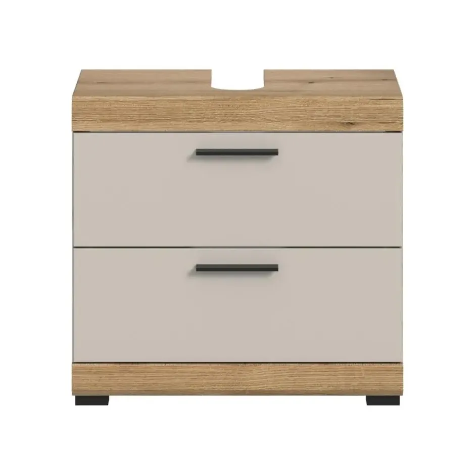 Hioshop Scout wastafel 2 lades kasjmier decor mat- eiken decor