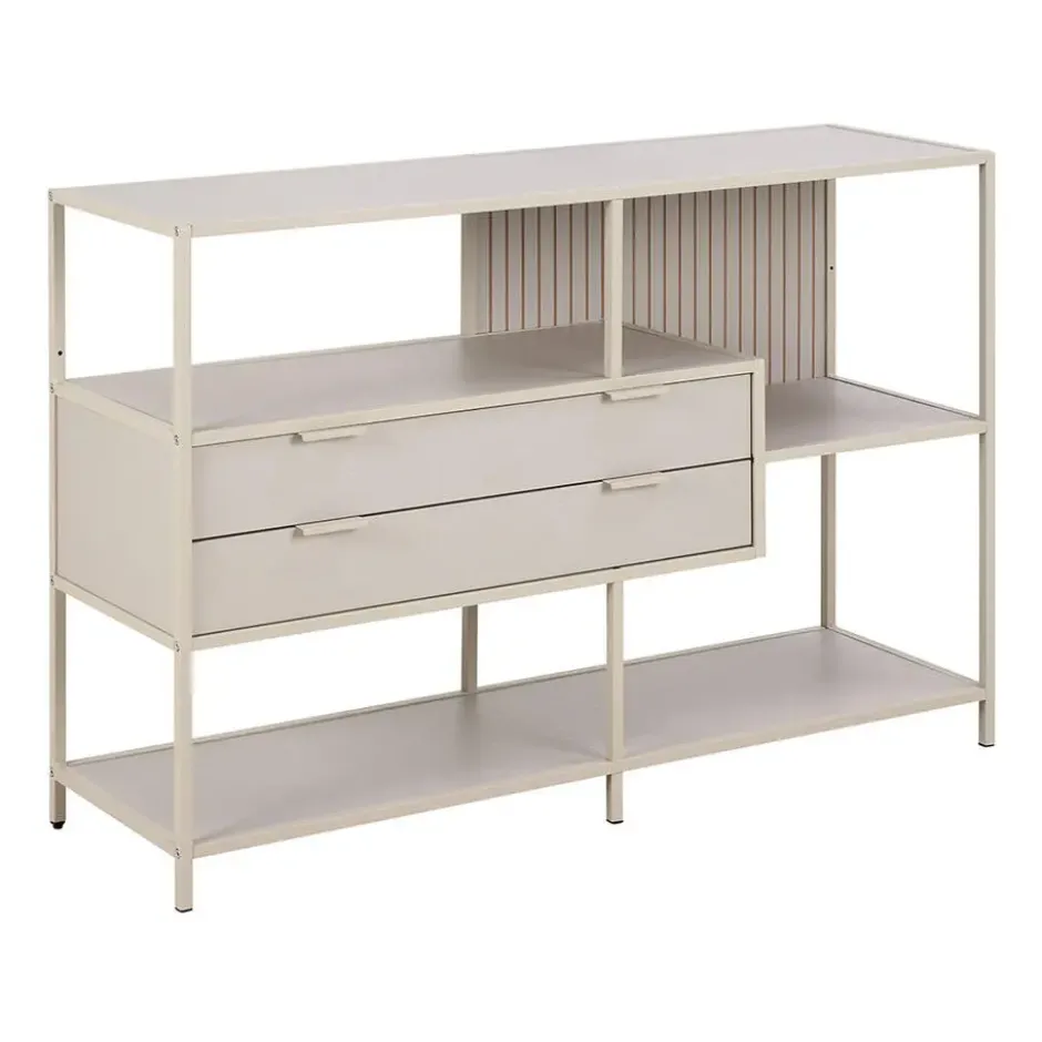 Hioshop Sea wandkast 2 lades 3 planken grijs