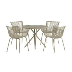 Hioshop Sifnos tuinmeubelset tafel 90x90cm 4 stoelen beige