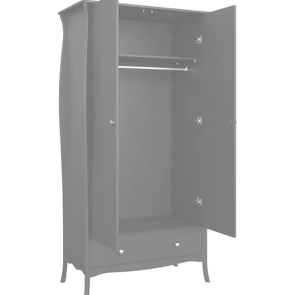 Hioshop Simon kledingkast 1 lade 2 deuren grijs
