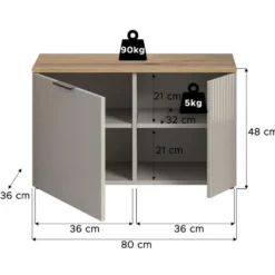 Hioshop Slide bank met opberging 2 deuren kasjmierdecor