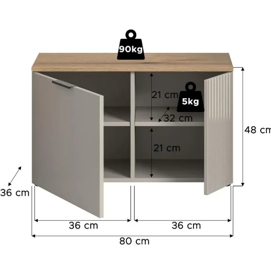 Hioshop Slide bank met opberging 2 deuren kasjmierdecor