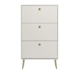 Hioshop Softline schoenenkast 3 kleppen wit
