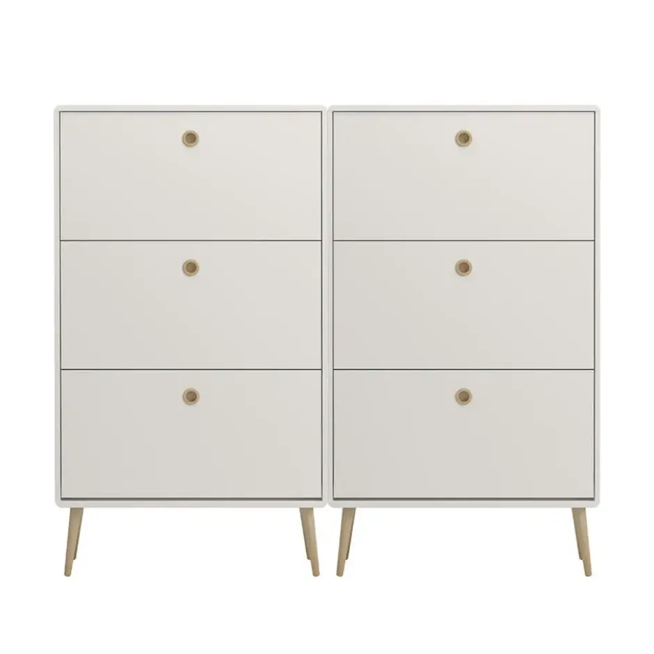 Hioshop Softline schoenenkast 6 kleppen wit