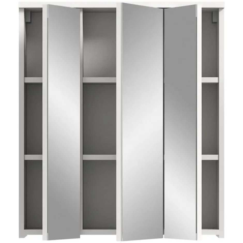 Hioshop Solero spiegelkast 3 spiegeldeuren wit hoogglans- wit