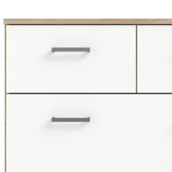 Hioshop Spell Ladekast breed 4 kleine en 4 grote laden eiken decor- wit