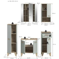 Hioshop Star badkamer incl verlichting 158cm lichtgroen
