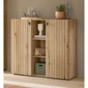 Hioshop Station schoenenkast 2 deuren- 3 planken eik decor