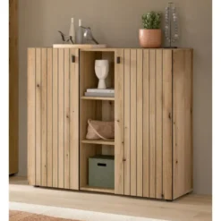 Hioshop Station schoenenkast 2 deuren- 3 planken eik decor