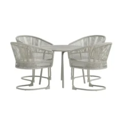 Hioshop Tilos tuinmeubelset tafel 90x90cm 4 stoelen lichtgrijs