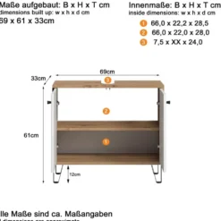 Hioshop Touch wastafel mat wit- eiken decor