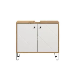 Hioshop Touch wastafel mat wit- eiken decor