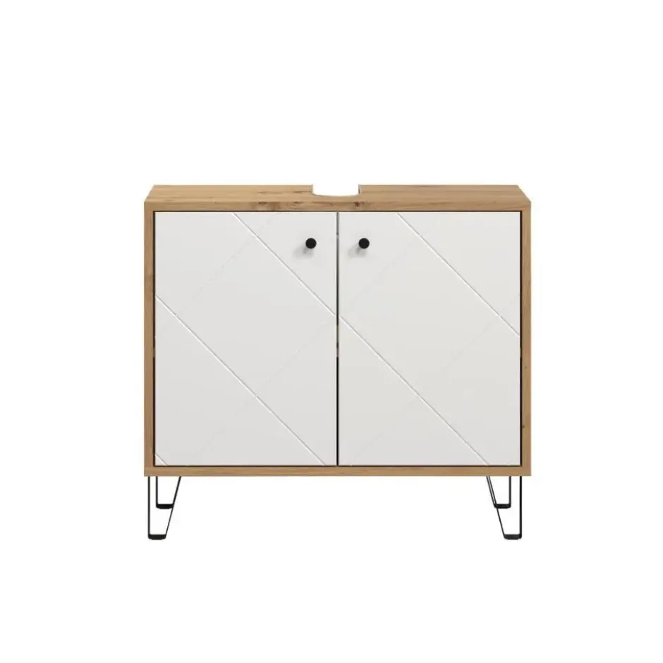 Hioshop Touch wastafel mat wit- eiken decor
