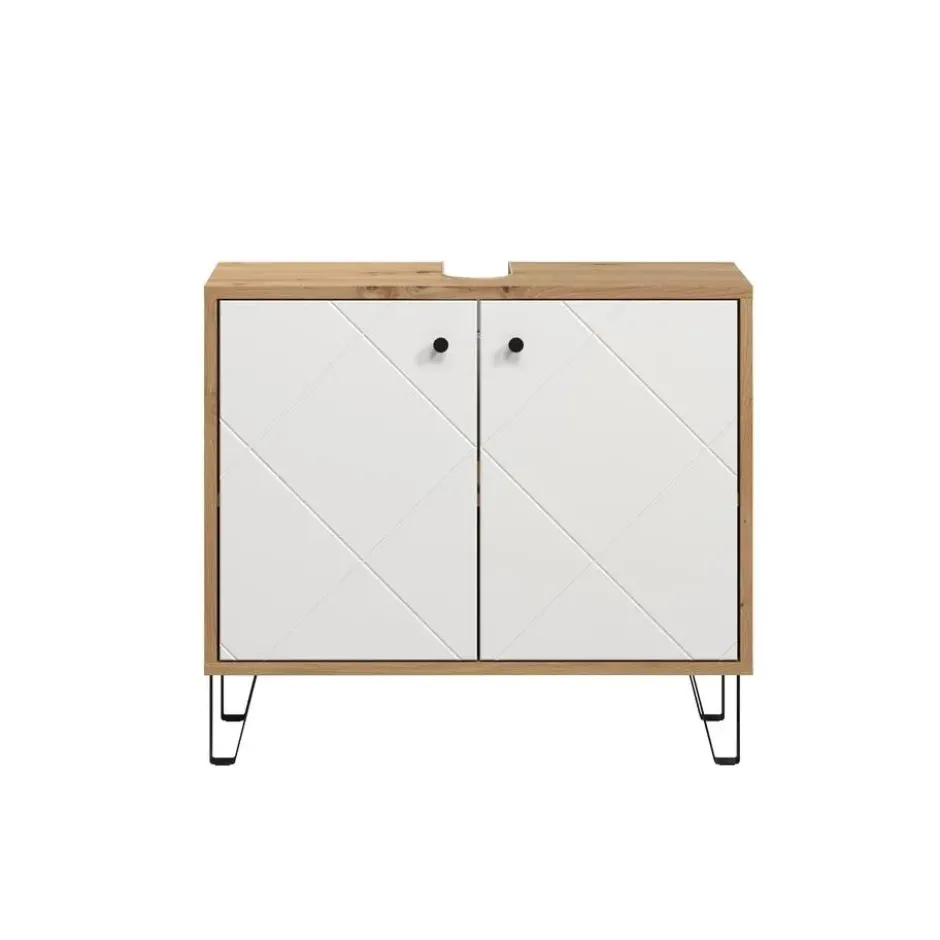 Hioshop Touch wastafel mat wit- eiken decor
