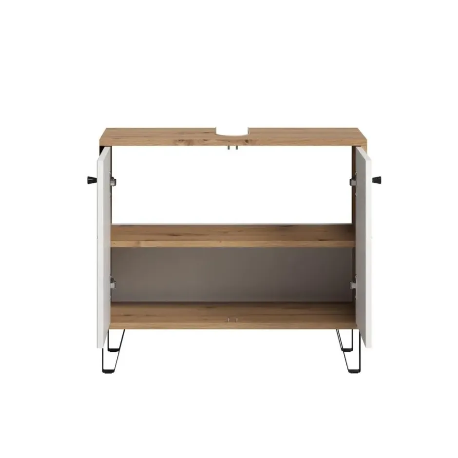 Hioshop Touch wastafel mat wit- eiken decor