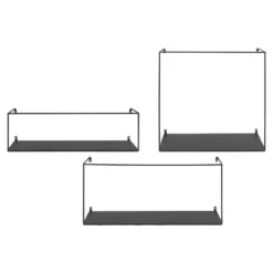 Hioshop Ulmo Wandplank set van 3 zwart