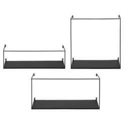 Hioshop Ulmo Wandplank set van 3 zwart