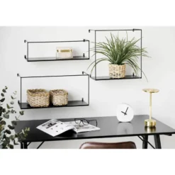 Hioshop Ulmo Wandplank set van 3 zwart