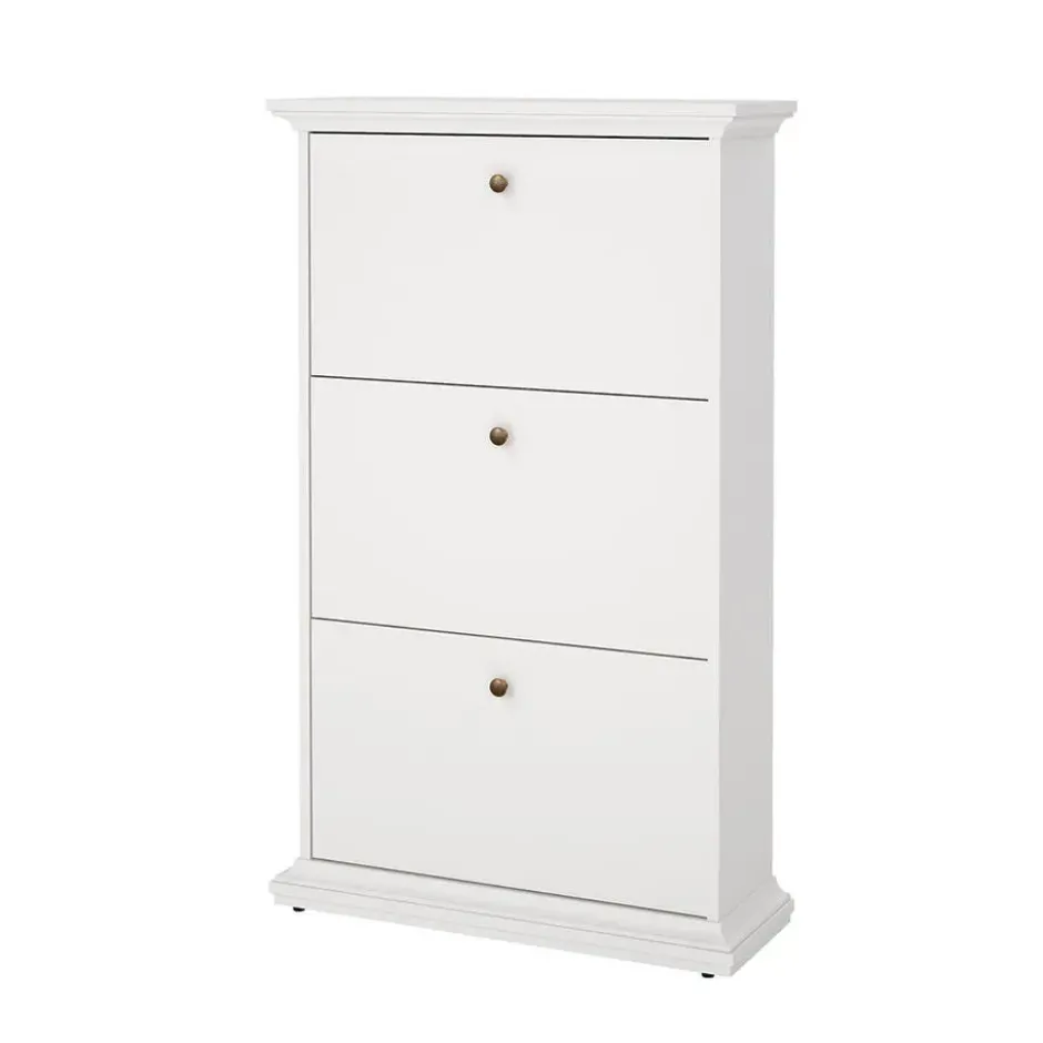 Hioshop Venedig schoenenkast met 3 klepdeuren in wit