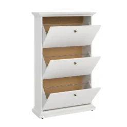 Hioshop Venedig schoenenkast met 3 klepdeuren in wit