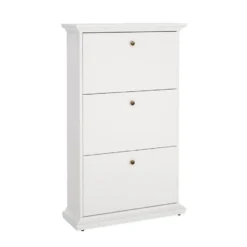 Hioshop Venedig schoenenkast met 3 klepdeuren in wit