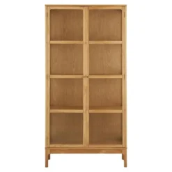 Hioshop Vigga vitrinekast 2 glazen deuren- 3 planken eik
