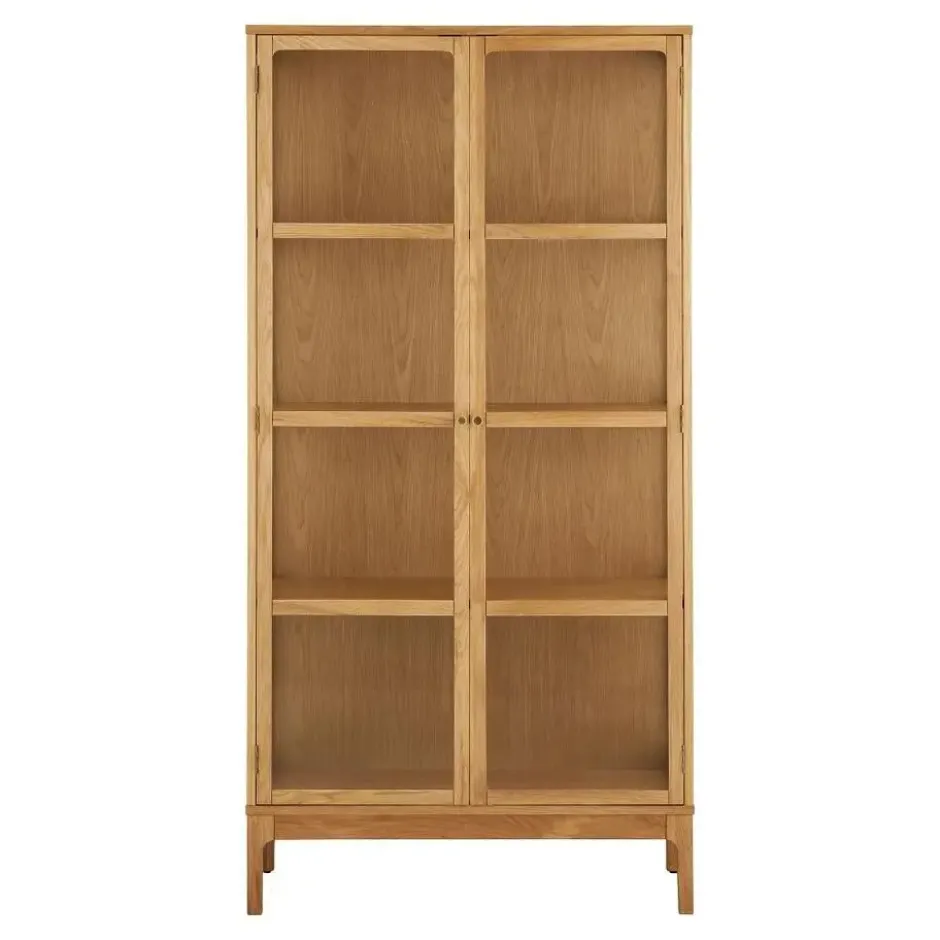 Hioshop Vigga vitrinekast 2 glazen deuren- 3 planken eik