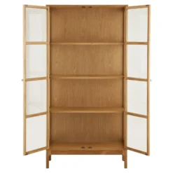 Hioshop Vigga vitrinekast 2 glazen deuren- 3 planken eik