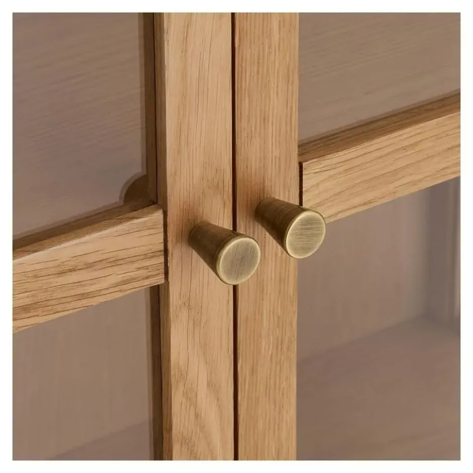 Hioshop Vigga vitrinekast 2 glazen deuren- 3 planken eik