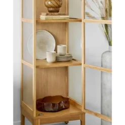 Hioshop Vigga vitrinekast 1 glazen deur eik