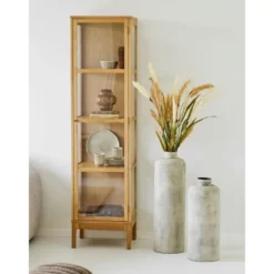 Hioshop Vigga vitrinekast 1 glazen deur eik