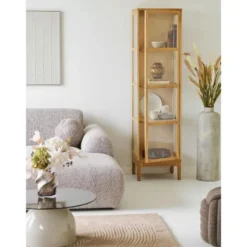 Hioshop Vigga vitrinekast 1 glazen deur eik