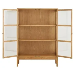 Hioshop Vigga vitrinekast 2 glazen deuren- 2 planken eik