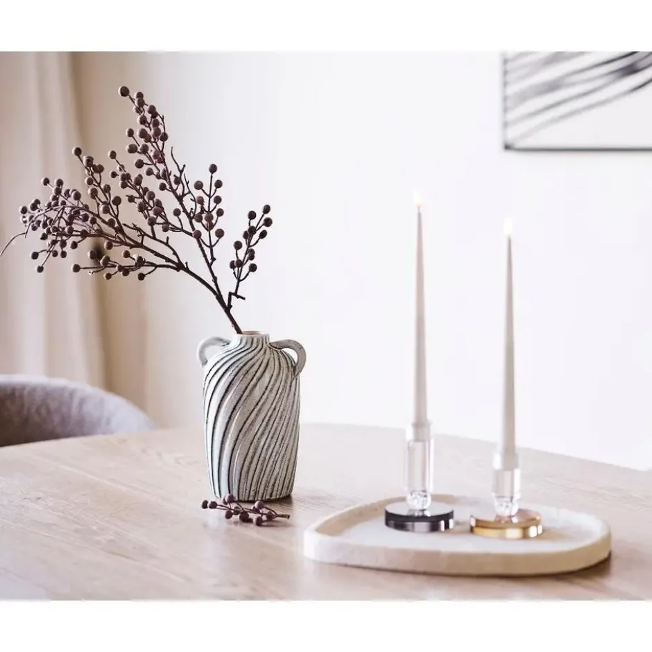 Hioshop Vilma kandelaar Ø8-5cm bruin- wit