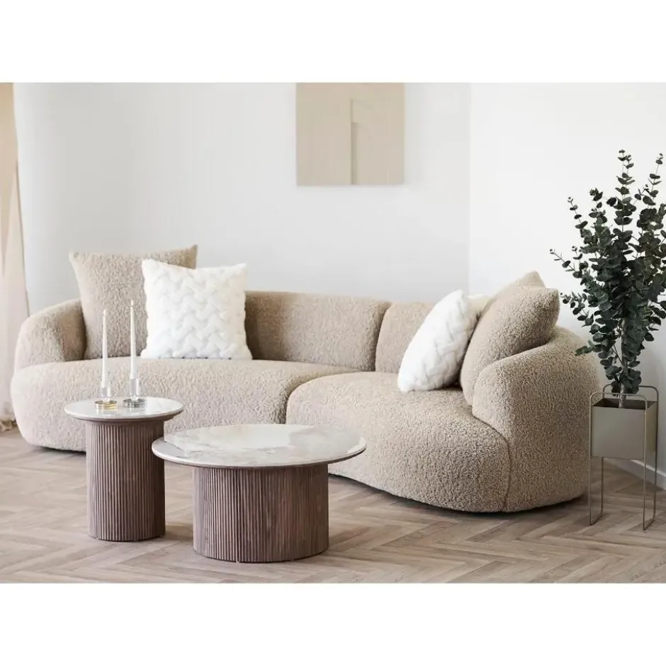 Hioshop Vilma kandelaar Ø8-5cm bruin- wit