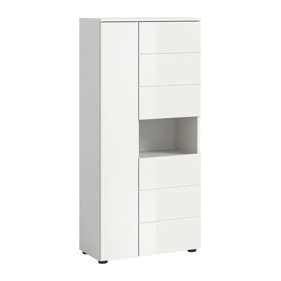 Hioshop Vira badkamerkast 3 deuren 1 vak wit hoogglans- wit