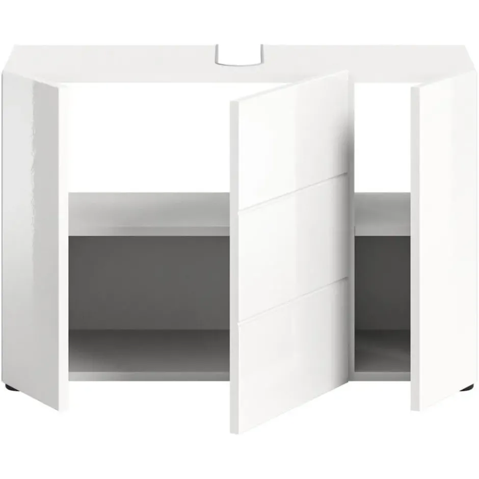 Hioshop Vira wastafel 3 deuren- 5 lades wit hoogglans- wit