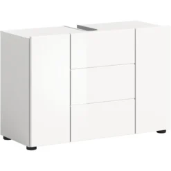 Hioshop Vira wastafel 3 deuren- 5 lades wit hoogglans- wit