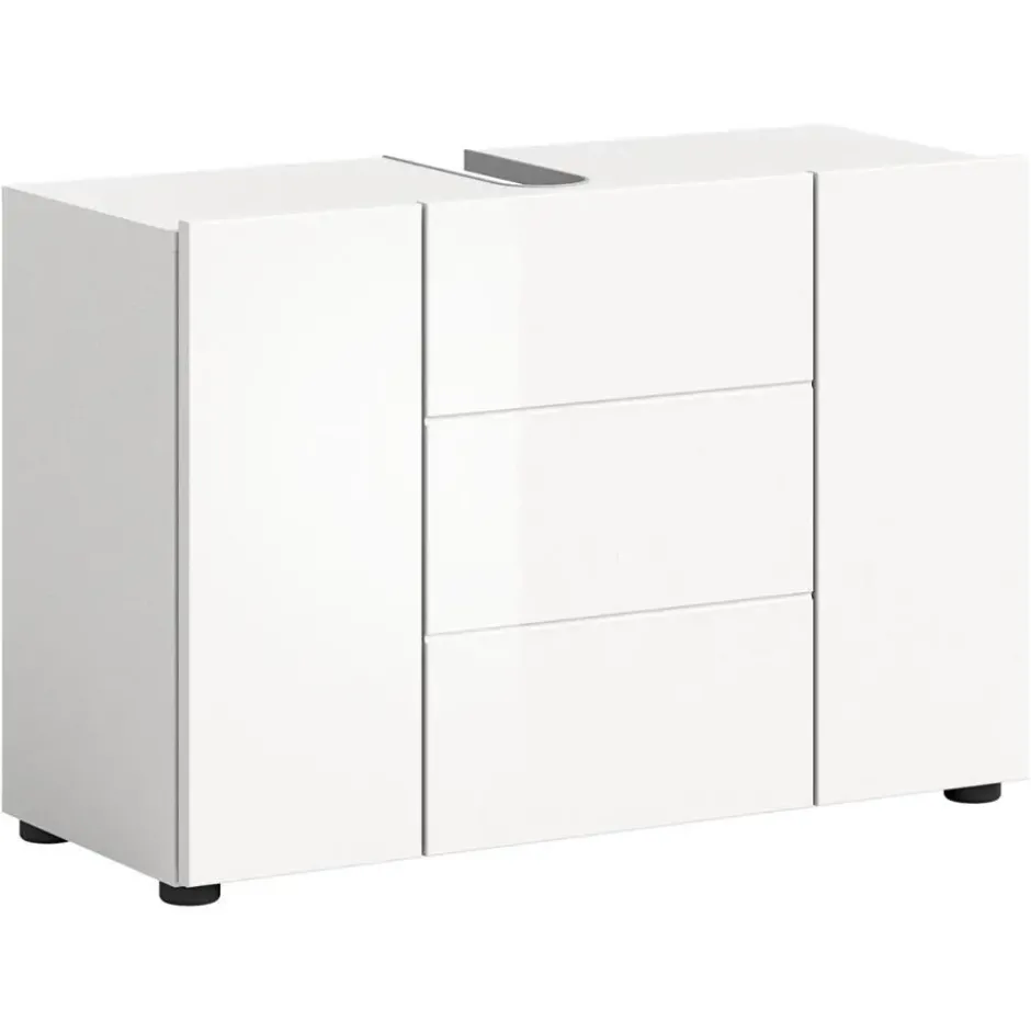 Hioshop Vira wastafel 3 deuren- 5 lades wit hoogglans- wit