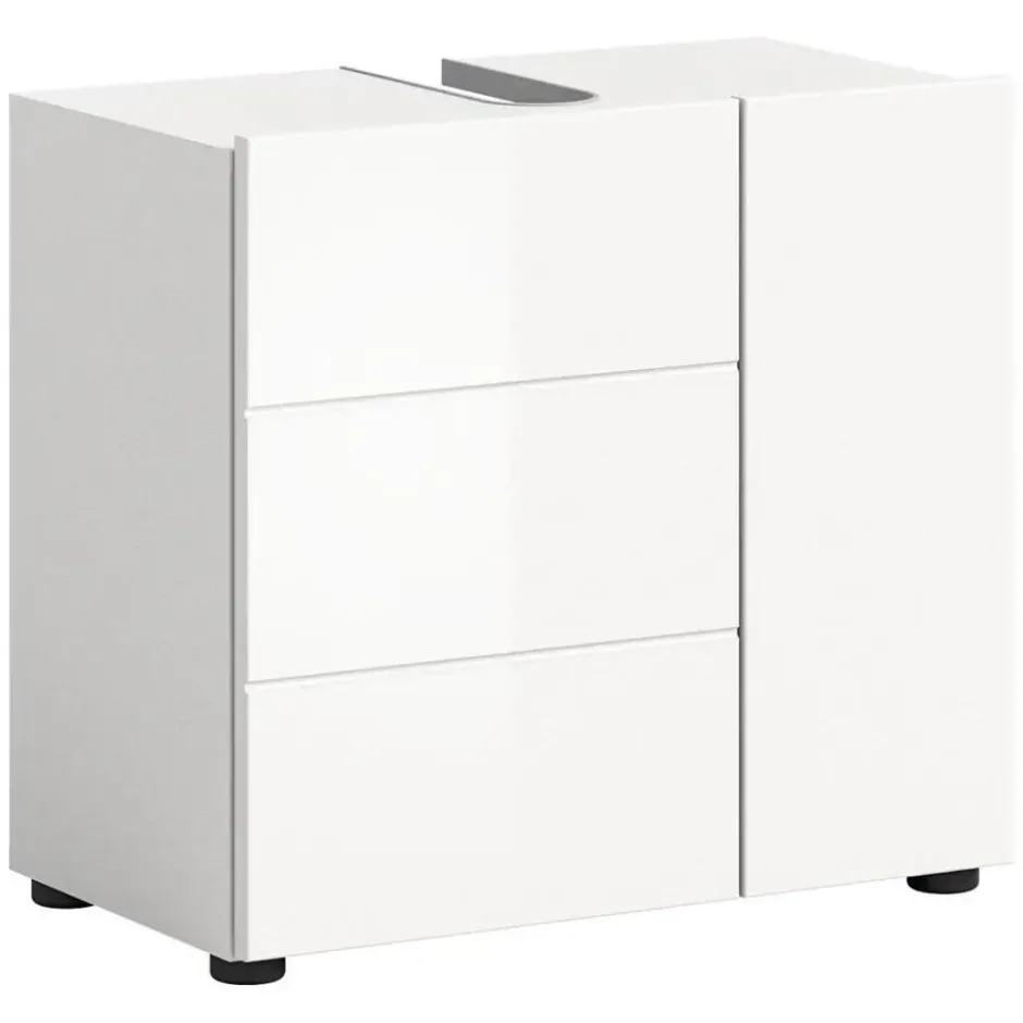 Hioshop Vira wastafel 2 deuren wit hoogglans- wit