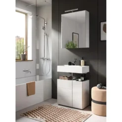 Hioshop Vira wastafel 2 deuren wit hoogglans- wit