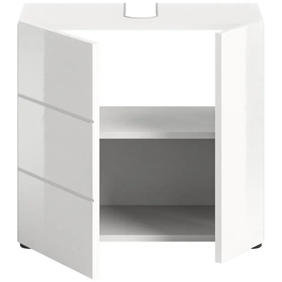 Hioshop Vira wastafel 2 deuren wit hoogglans- wit