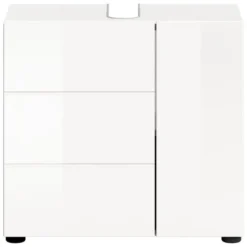 Hioshop Vira wastafel 2 deuren wit hoogglans- wit